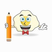 Egg mascot character holding a pencil. vector illustration