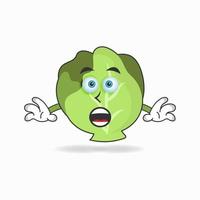 Cabbage mascot character with shocked expression. vector illustration