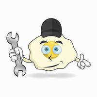 The Egg mascot character becomes a mechanic. vector illustration