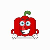 Red paprika mascot character with smile expression. vector illustration