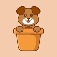 Cute dog cartoon character vector illustration.