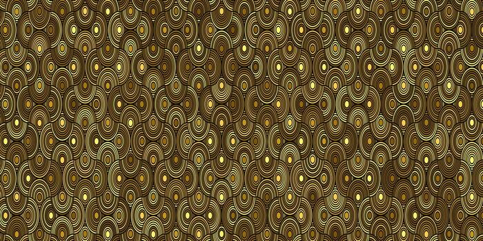 Geometric pattern circle overlapping gold background vector