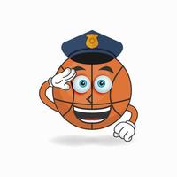 el personaje de la mascota del baloncesto se convierte en policía. ilustración vectorial vector