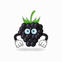 Grape mascot character with sad expression. vector illustration