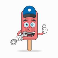 The Red Ice Cream mascot character becomes a mechanic. vector illustration