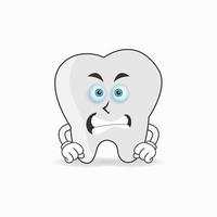 Tooth mascot character with angry expression. vector illustration