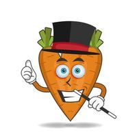 The Carrot mascot character becomes a magician. vector illustration