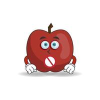 el personaje de la mascota de la manzana con una expresión sin palabras. ilustración vectorial vector