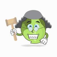 The Cabbage mascot character becomes a judge. vector illustration