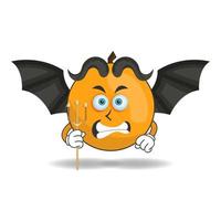 The Orange mascot character becomes a devil. vector illustration