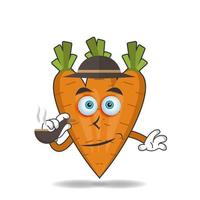 Carrot mascot character smoking. vector illustration