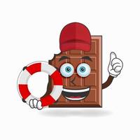 The Chocolate mascot character becomes a lifeguard. vector illustration