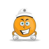 The Orange mascot character becomes a captain. vector illustration