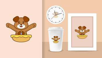 Cute dog cartoon character. Prints on T-shirts, sweatshirts, cases for mobile phones, souvenirs. Isolated vector illustration.