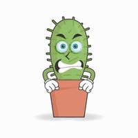 Cactus mascot character with angry expression. vector illustration