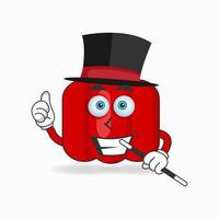 The Red paprika mascot character becomes a magician. vector illustration