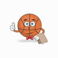 el personaje de la mascota del baloncesto se convierte en camarero. ilustración vectorial vector