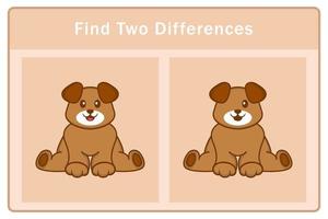 Cute dog cartoon character. Find differences. Educational game for children. Cartoon vector illustration