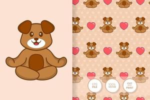 Cute dog cartoon character. seamless pattern background. vector