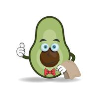 The Avocado mascot character becomes waiters. vector illustration
