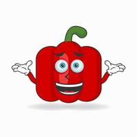 Red paprika mascot character with a confused expression. vector illustration