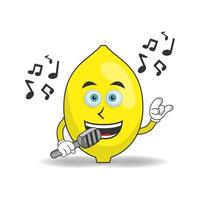 The Lemon mascot character is singing. vector illustration