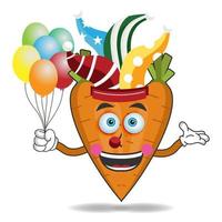 The Carrot mascot character becomes a clown. vector illustration