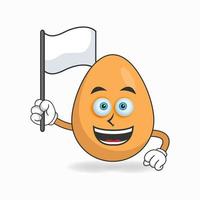 Egg mascot character holding a white flag. vector illustration