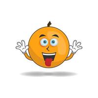 Orange mascot character with laughing expression and sticking tongue. vector illustration