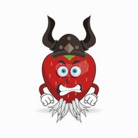 The Strawberry mascot character becomes a fighter. vector illustration