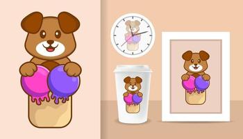 Cute dog cartoon character. Prints on T-shirts, sweatshirts, cases for mobile phones, souvenirs. Isolated vector illustration.