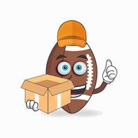 The American Football mascot character is a delivery person. vector illustration