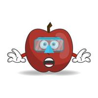 el personaje de la mascota de la manzana está buceando. ilustración vectorial vector