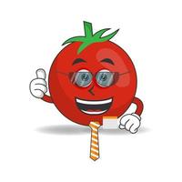 The Tomato mascot character becomes a businessman. vector illustration