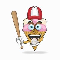 Ice Cream mascot character with Ice Cream playing gear. vector illustration