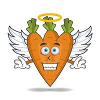 Carrot mascot character dressed like an angel. vector illustration