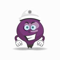 The Purple onion mascot character becomes a captain. vector illustration