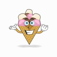 Personaje de mascota de helado con expresión de sonrisa. ilustración vectorial vector