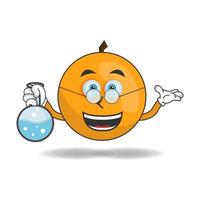 The Orange mascot character becomes a scientist. vector illustration