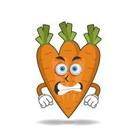 Carrot mascot character with angry expression. vector illustration