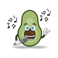 The Avocado mascot character is singing. vector illustration