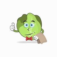 The Cabbage mascot character becomes waiters. vector illustration