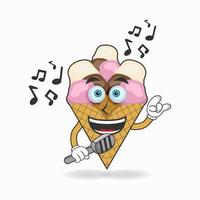 The Ice Cream mascot character is singing. vector illustration