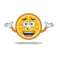 Orange mascot character with a confused expression. vector illustration