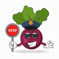 The Onion Purple mascot character becomes a policeman. vector illustration