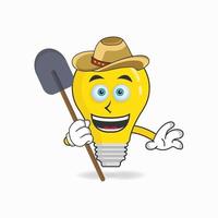 The Bulb mascot character becomes a farmer. vector illustration