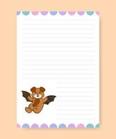 Planner page and to do list with cute dog. Cartoon vector illustration.