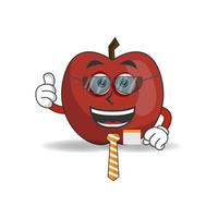 el personaje de la mascota de la manzana se convierte en un hombre de negocios. ilustración vectorial vector