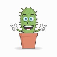 Personaje de mascota de cactus con expresión de sonrisa. ilustración vectorial vector