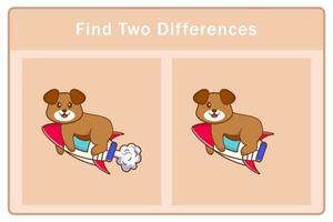 Cute dog cartoon character. Find differences. Educational game for children. Cartoon vector illustration